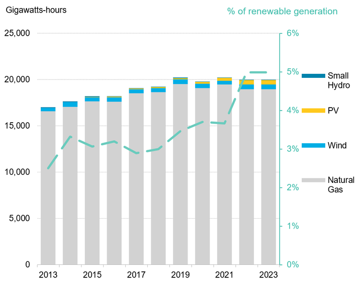 Domestic grid-connected electricity generation in Tunisia